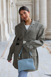 Leren Tas Licht Blauw