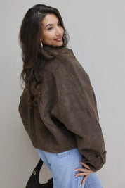 Korte 100% Wollen Jas Bruin