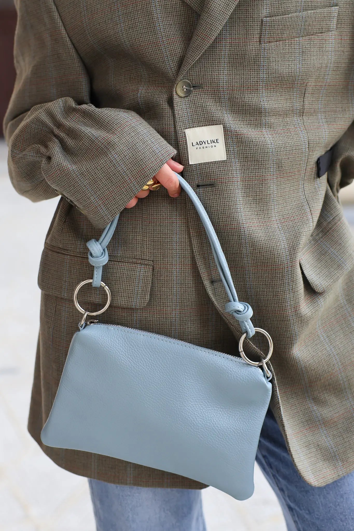 Leren Tas Licht Blauw