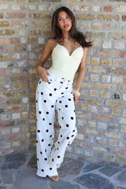 Polka Dot Jeans Wijde Pijpen Wit Redial 9256