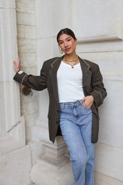 Atelier Series Reworked Blazer Geruit Bruin