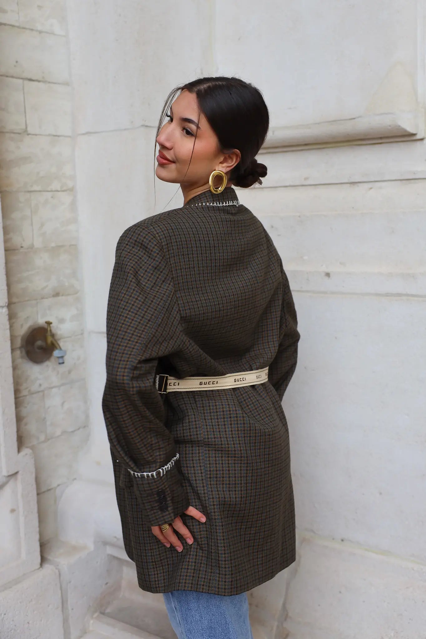 Atelier Series Reworked Blazer Geruit Bruin