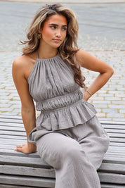 Halter Top Mousseline Taupe