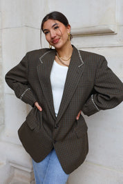 Atelier Series Reworked Blazer Geruit Bruin