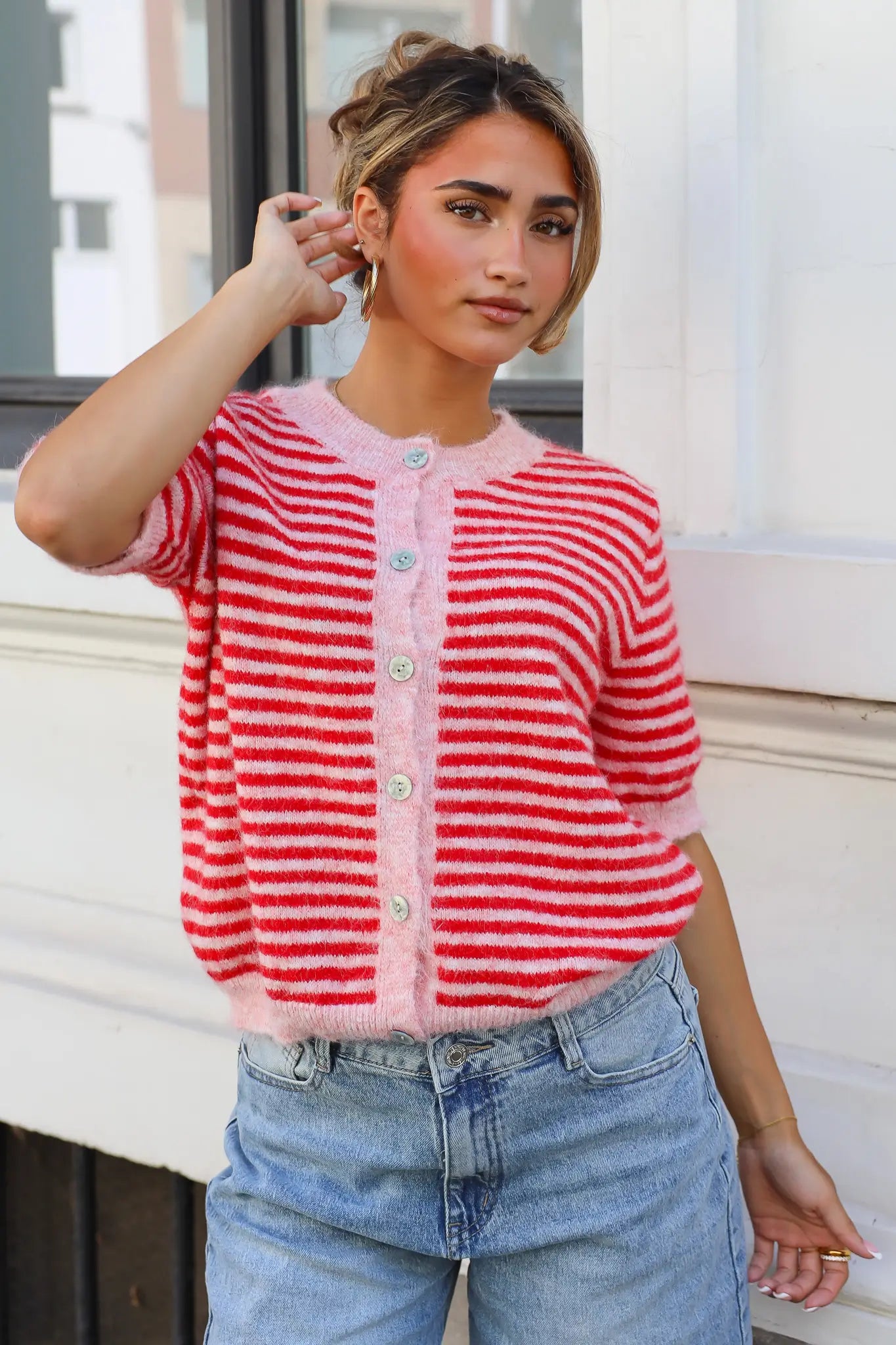 Vest Strepen Roze/Rood