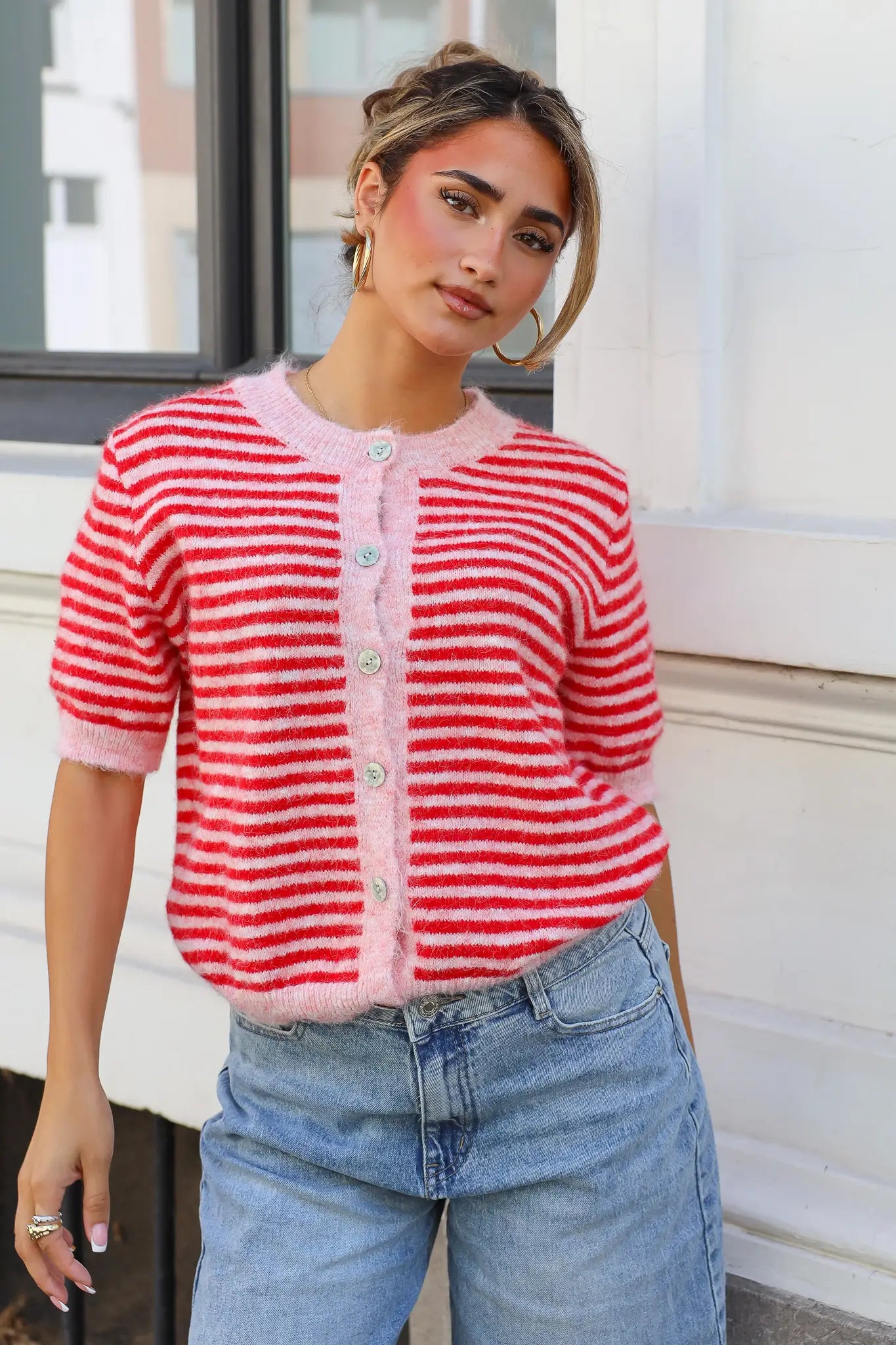 Vest Strepen Roze/Rood