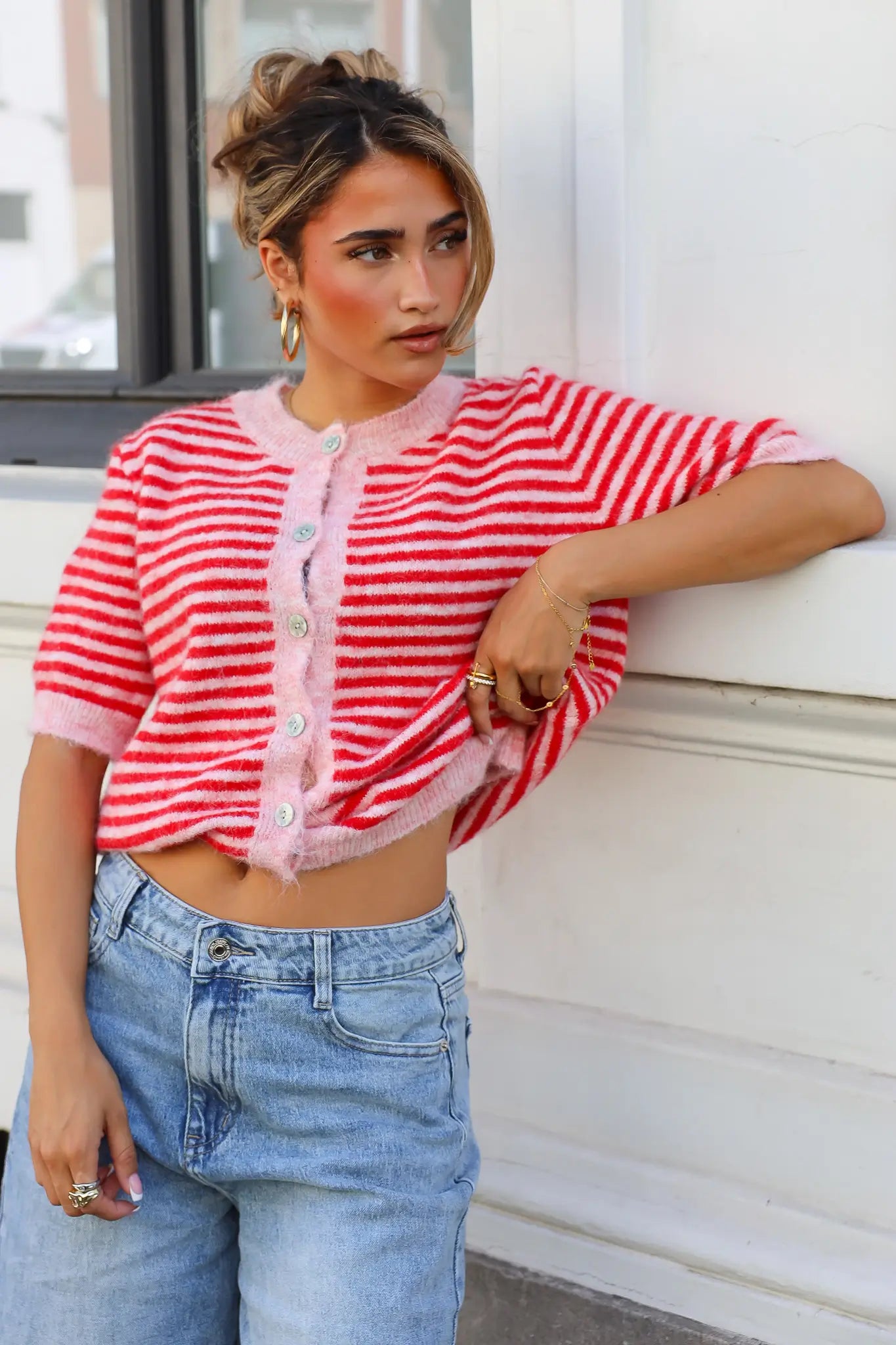 Vest Strepen Roze/Rood