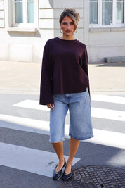 T-Shirt Lange Mouwen Strik Detail Plum