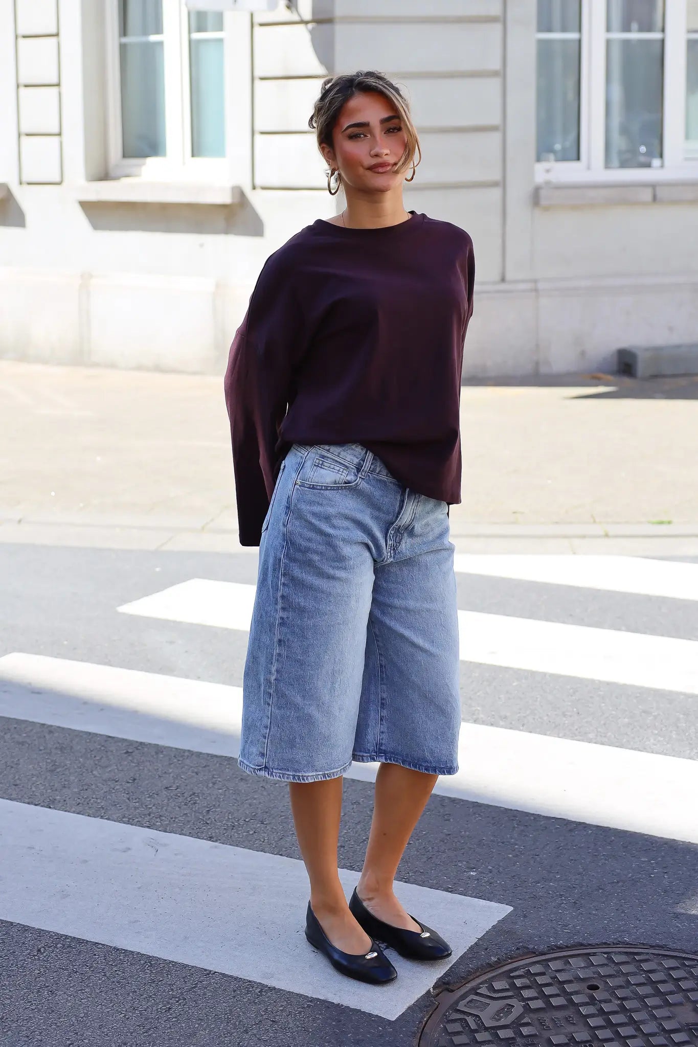T-Shirt Lange Mouwen Strik Detail Plum