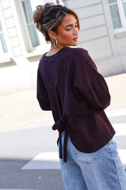 T-Shirt Lange Mouwen Strik Detail Plum