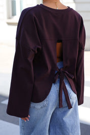 T-Shirt Lange Mouwen Strik Detail Plum