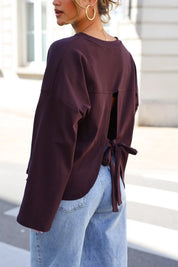 T-Shirt Lange Mouwen Strik Detail Plum