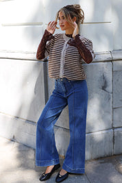 Wide Leg High Rise Jeans Donker Blauw