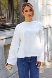 T-Shirt Lange Mouwen Strik Detail Wit