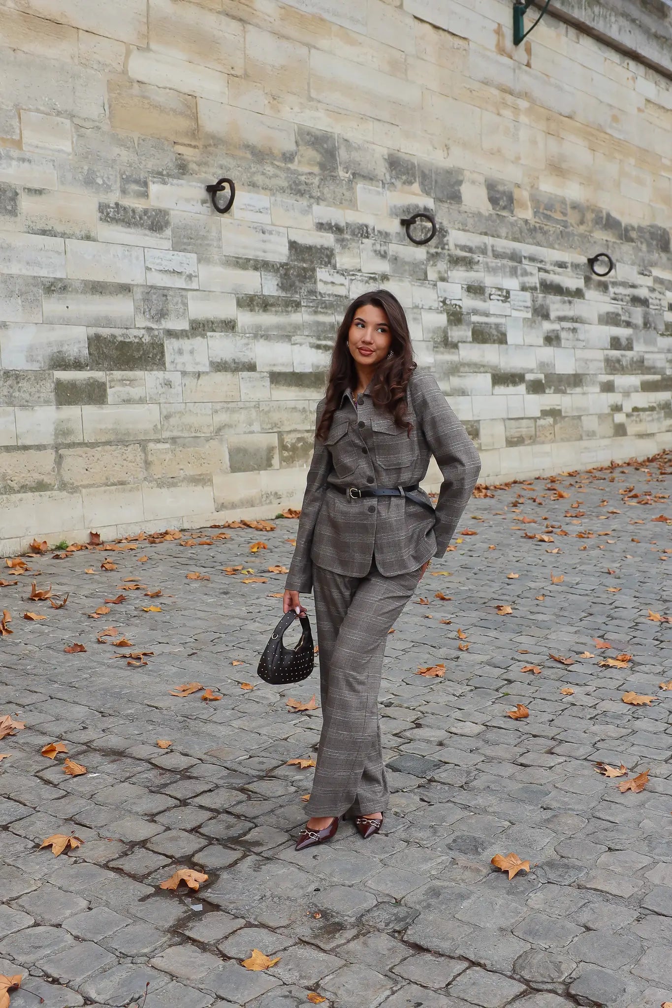 Pantalon Geruit Bruin