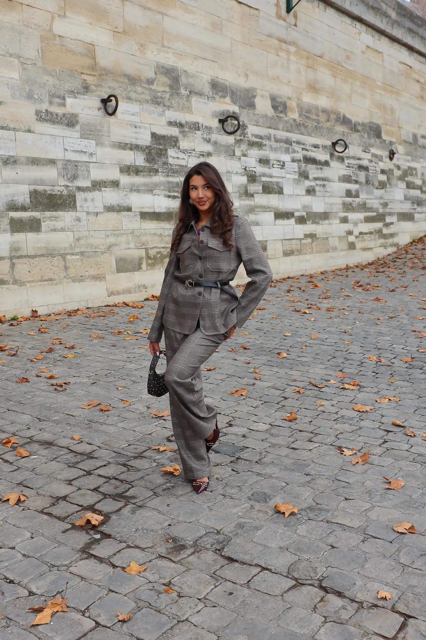 Pantalon Geruit Bruin