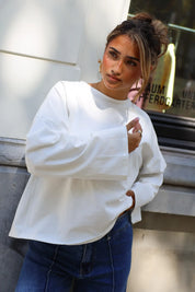 T-Shirt Lange Mouwen Strik Detail Wit
