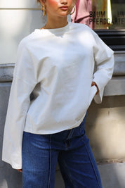 T-Shirt Lange Mouwen Strik Detail Wit