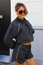 Windbreaker Rasterpatroon Zwart