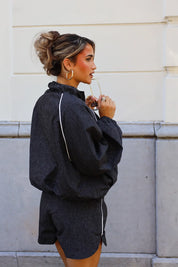 Windbreaker Rasterpatroon Zwart