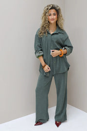 Logo Print Broek Groen