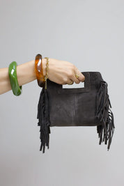 Tas Suede Franjes Mini Donker Bruin