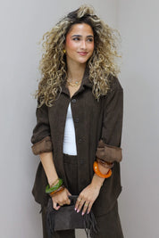 Tas Suede Franjes Mini Donker Bruin