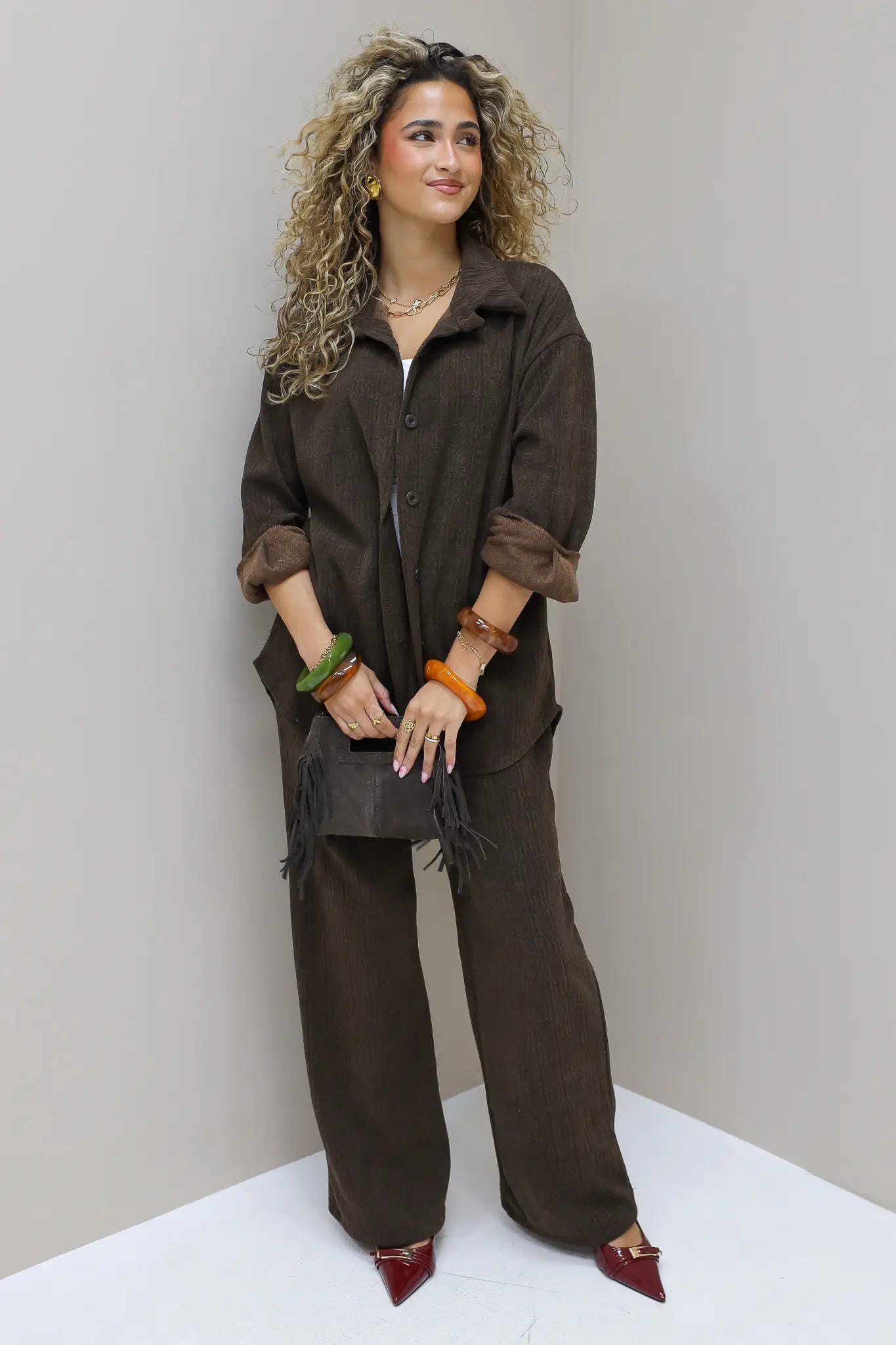 Logo Print Blouse Bruin