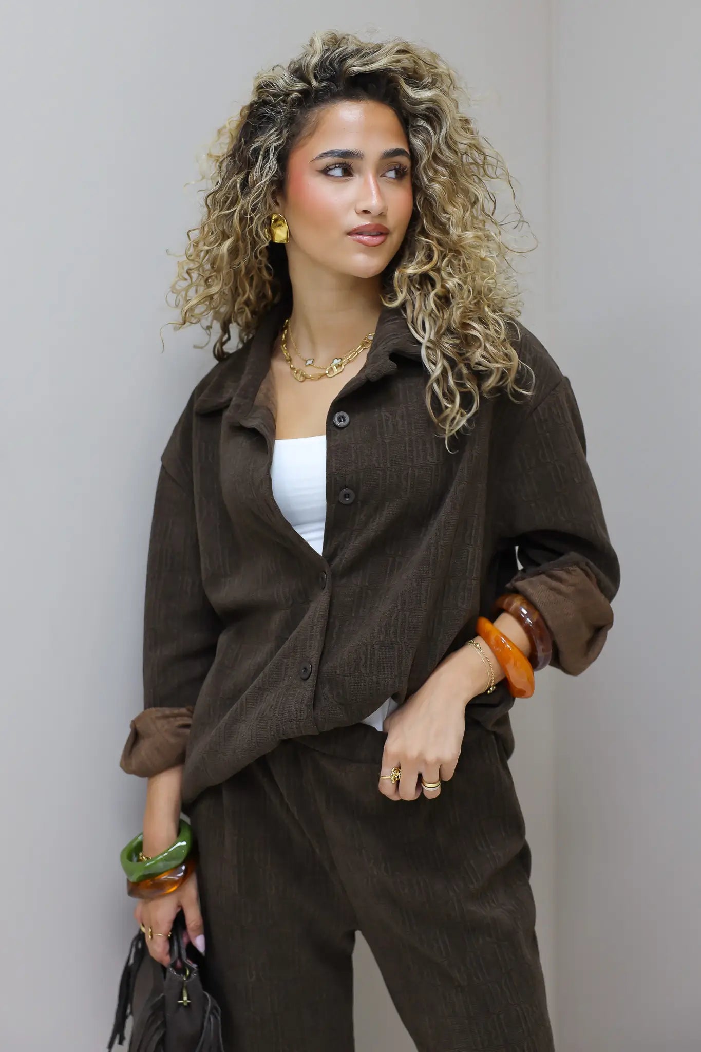 Logo Print Blouse Bruin