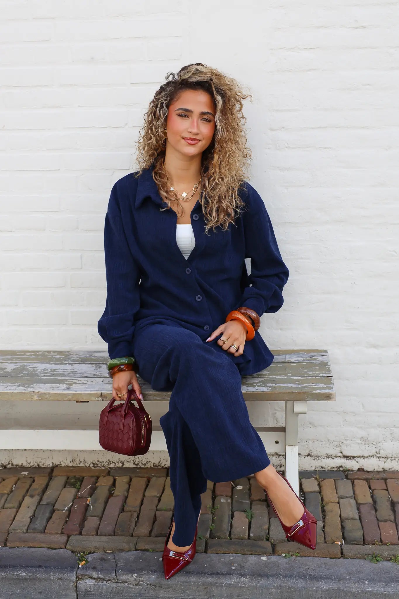 Logo Print Blouse Blauw