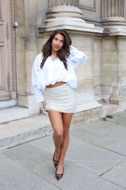 Rok Kralen Detail Beige