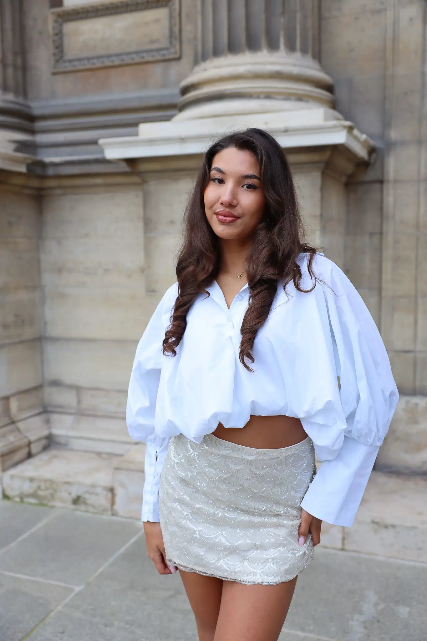 Rok Kralen Detail Beige