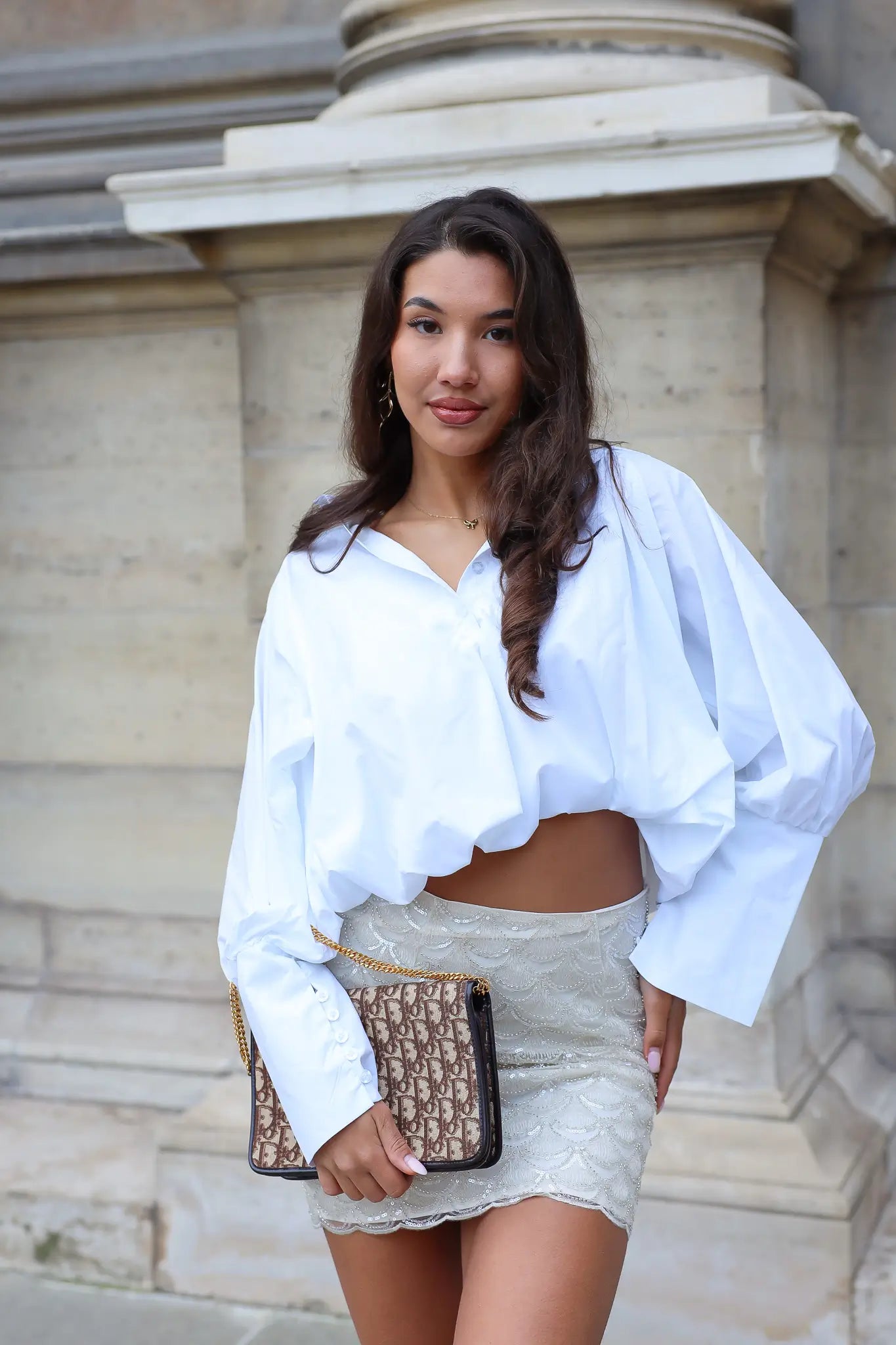 Rok Kralen Detail Beige