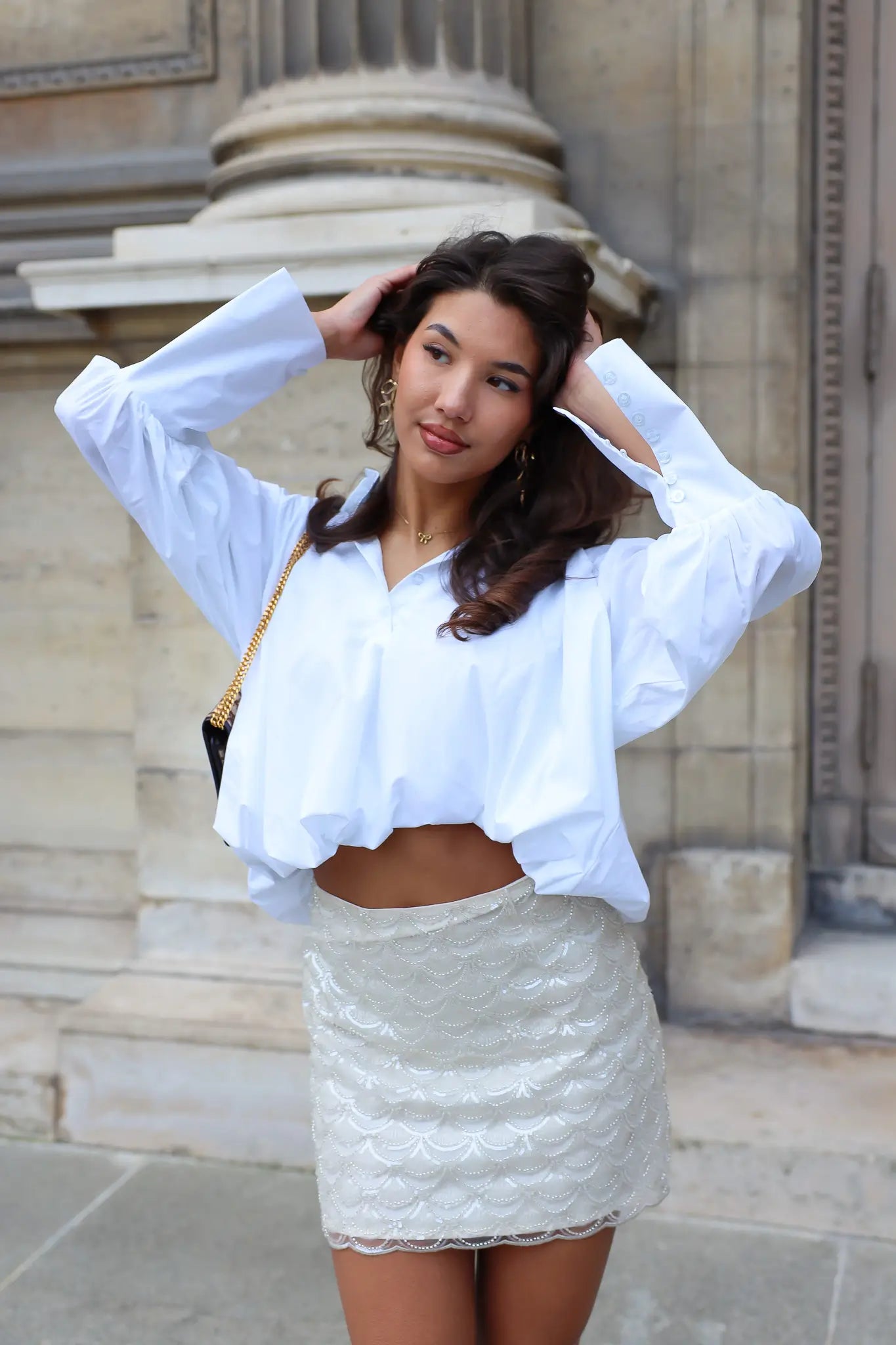 Rok Kralen Detail Beige