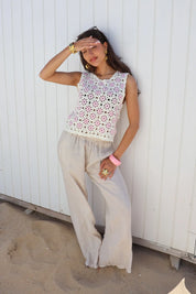 Linnen Broek Zakken Beige