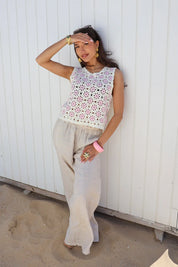 Linnen Broek Zakken Beige