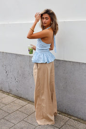 Pantalon Elastiek Katoen Camel