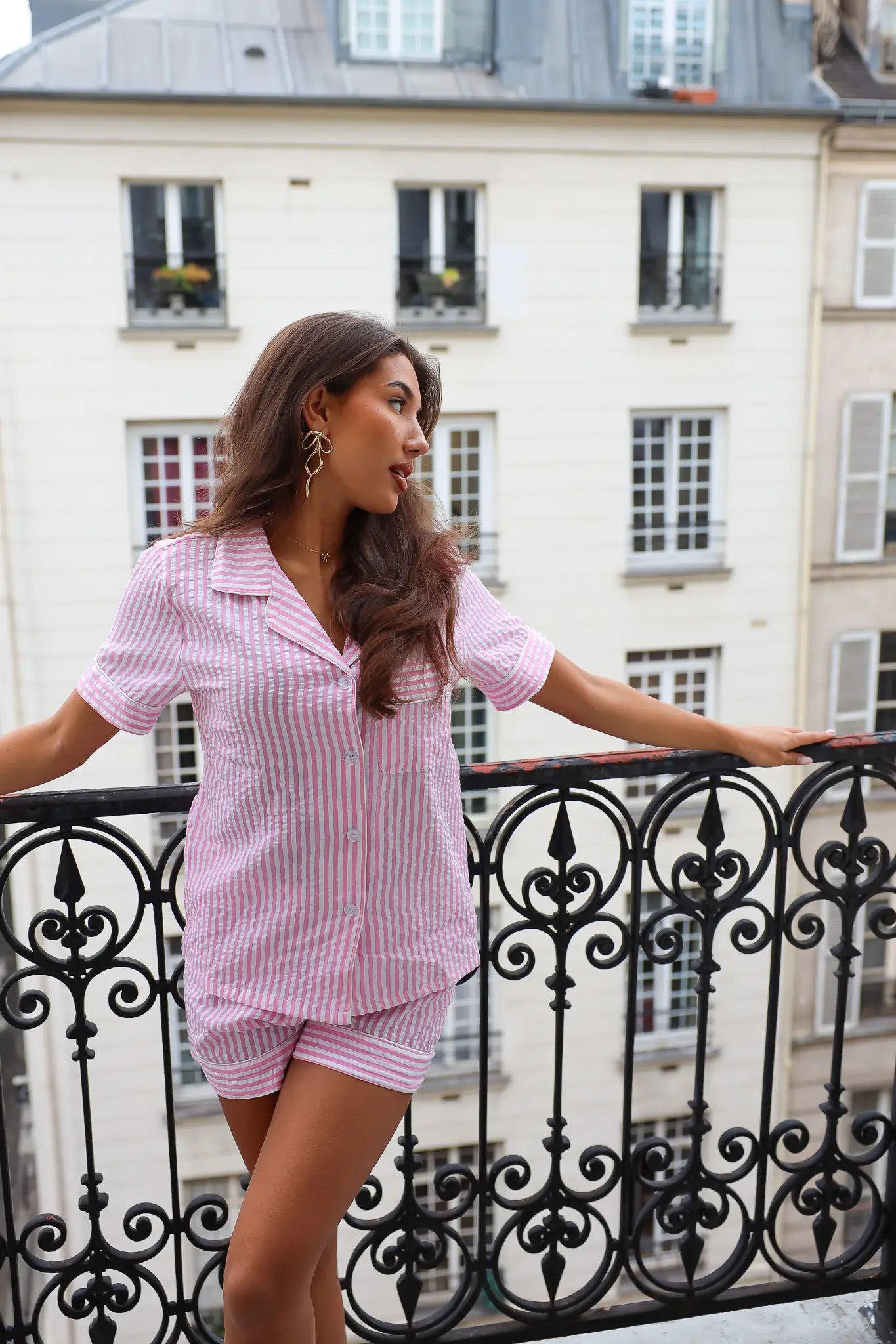 Pyjama Set Gestreept Roze