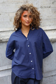 Blouse Streepjes Donker Blauw