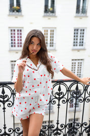 Pyjama Set Hartjes Wit