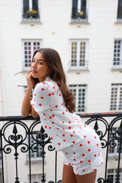 Pyjama Set Hartjes Wit