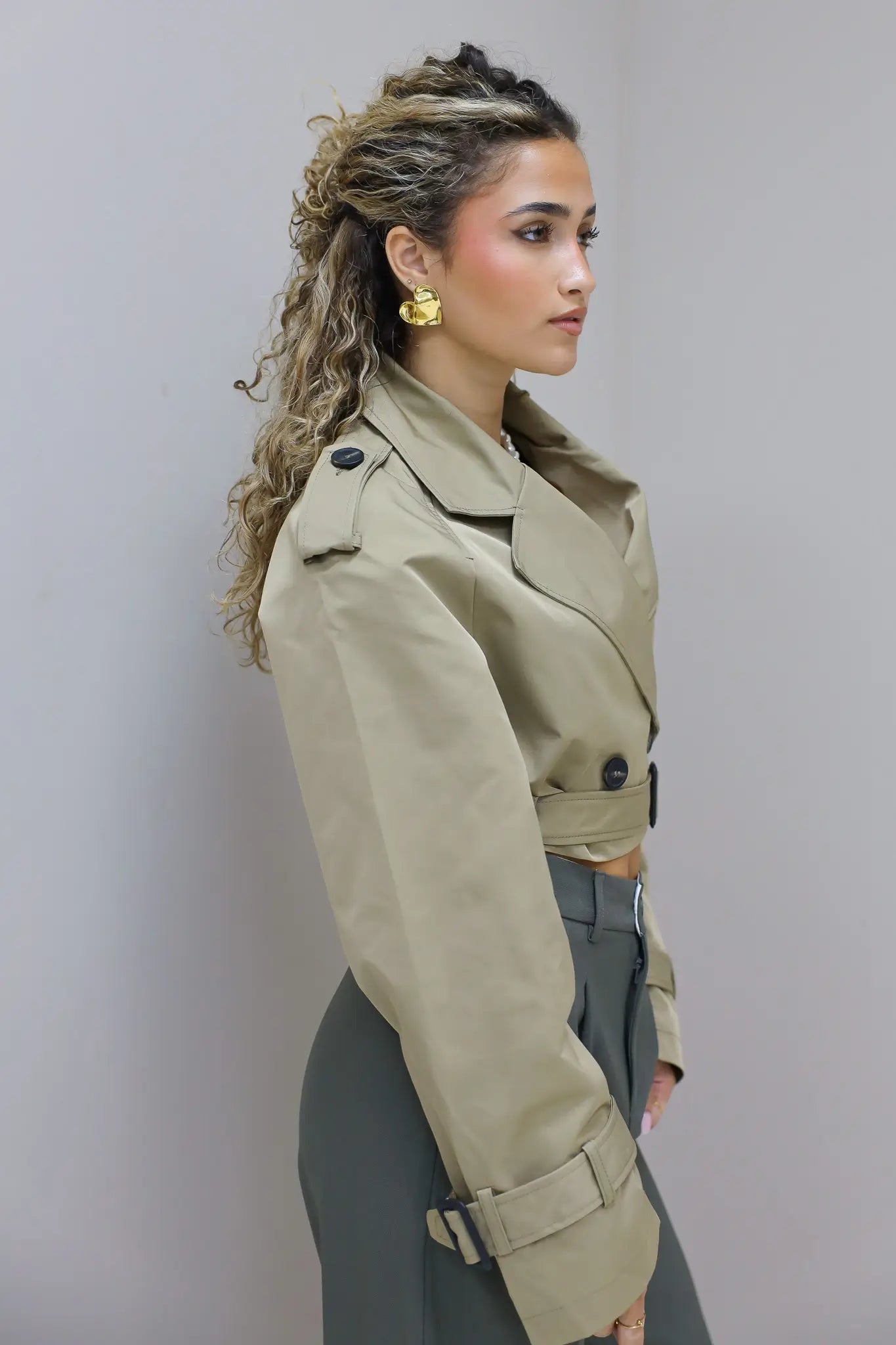 Trench Coat Kort Khaki
