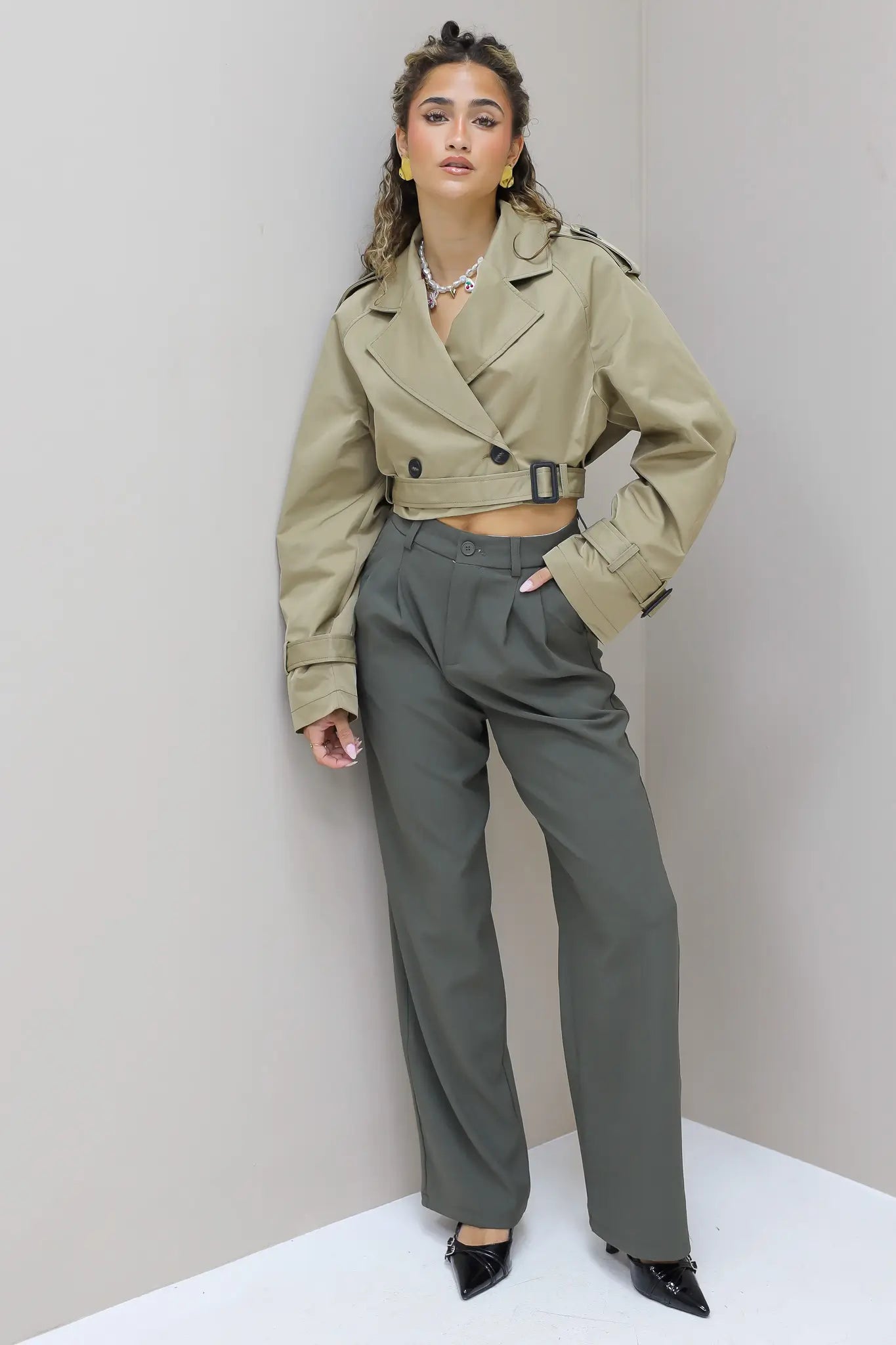 Trench Coat Kort Khaki