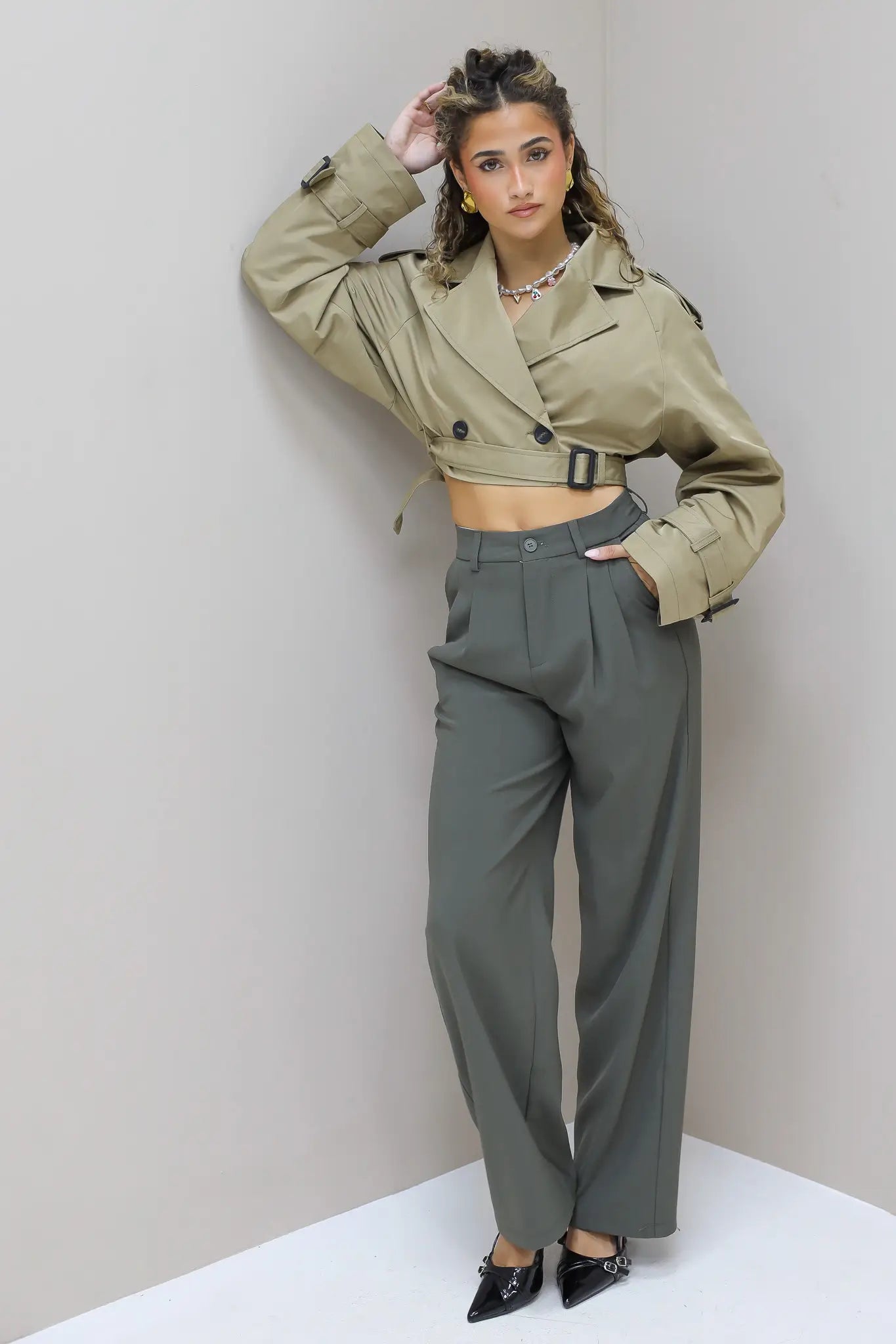 Trench Coat Kort Khaki