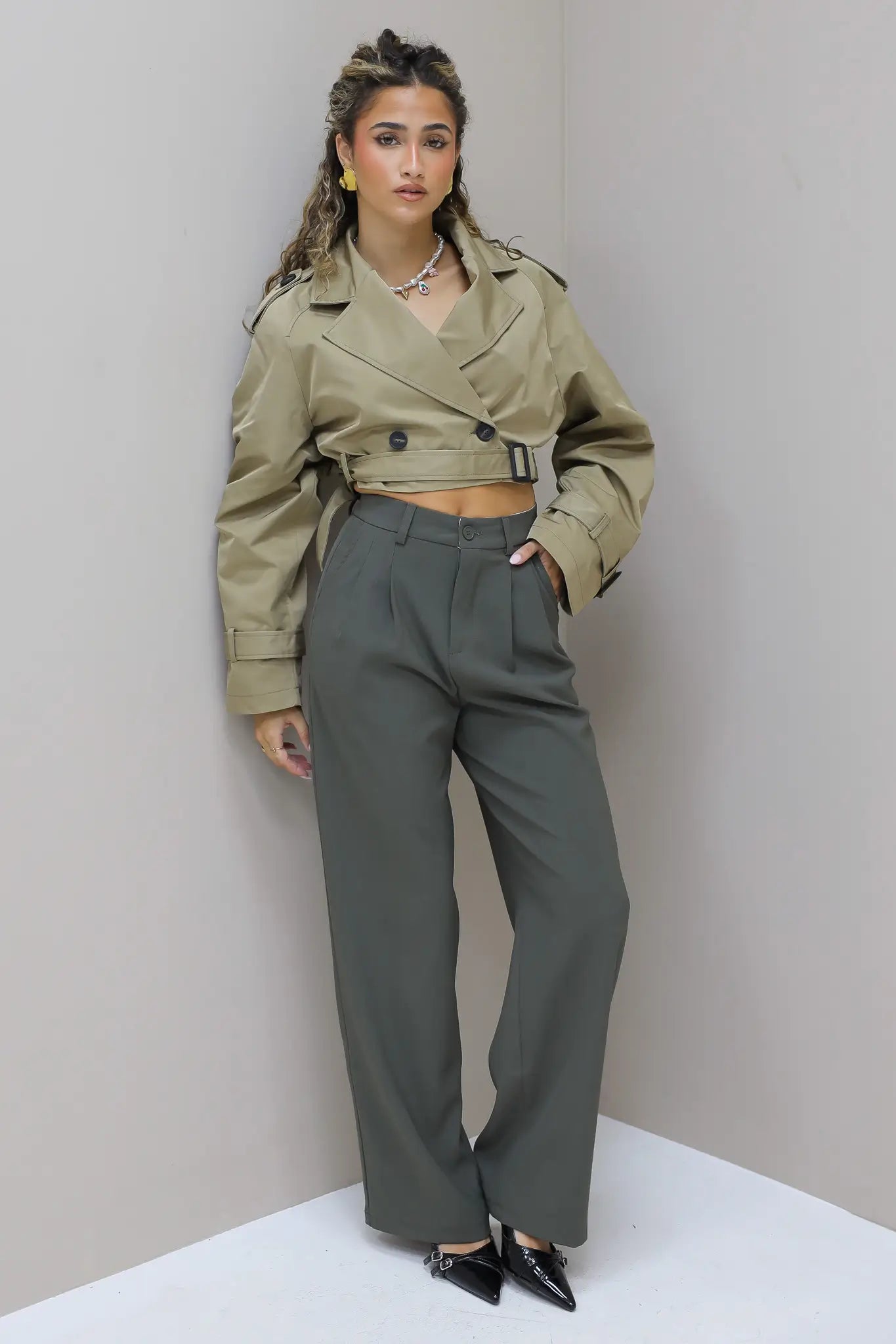 Trench Coat Kort Khaki