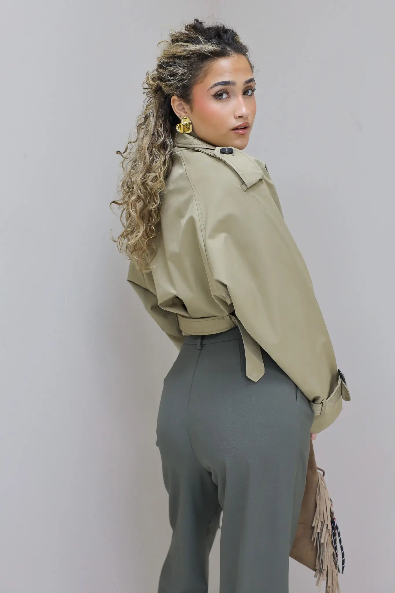 Trench Coat Kort Khaki