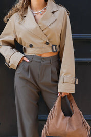 Trench Coat Kort Khaki