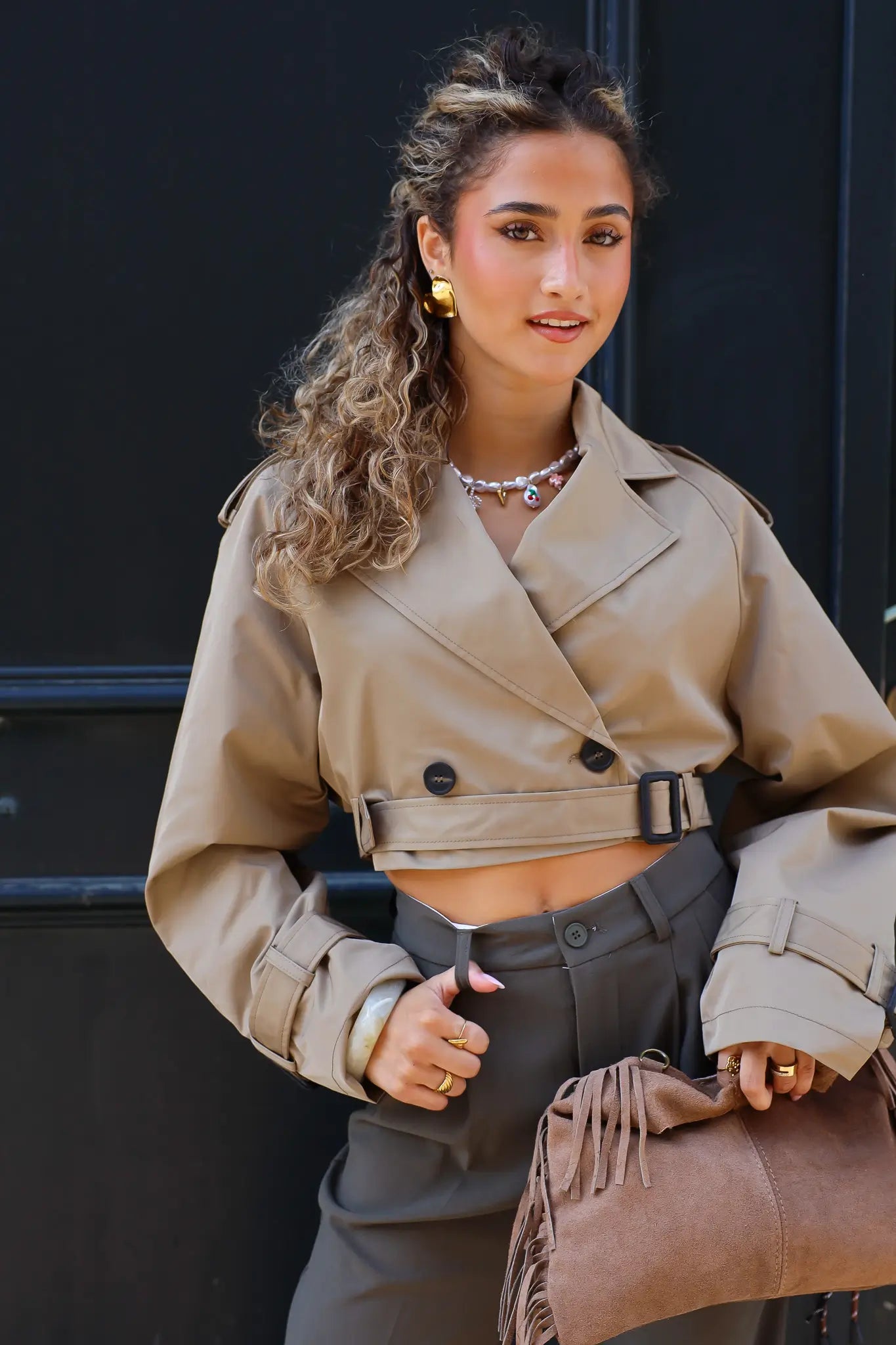 Trench Coat Kort Khaki