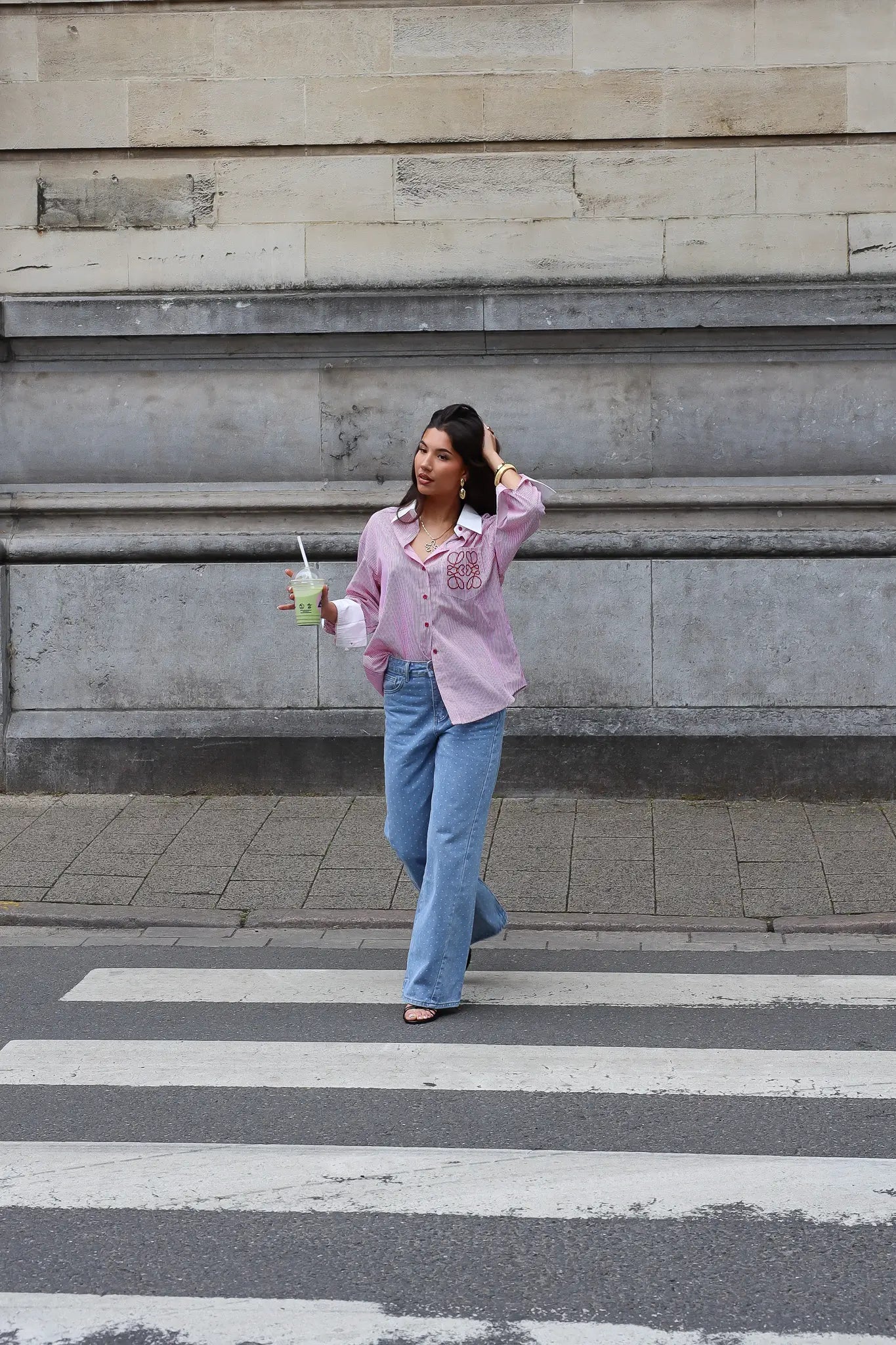 Blouse Gestreept Logo Rood