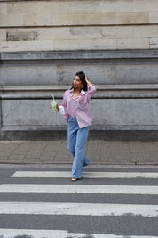 Blouse Gestreept Logo Rood